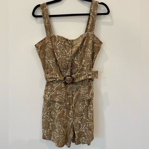 House of Harlow Neutral Paisley Print Jumpsuit